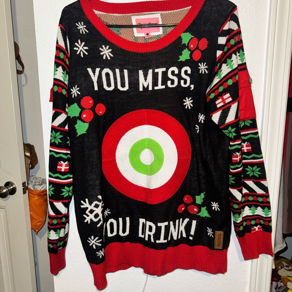 Tipsy Elves Black and Red Target Sweater